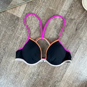 Victoria's Secret Black and Pink Bikini Top